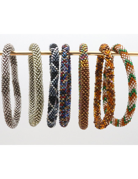 Bracelet Népalais D58 Argenté Gris