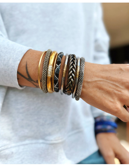 Bracelet Népalais D58 Argenté Gris
