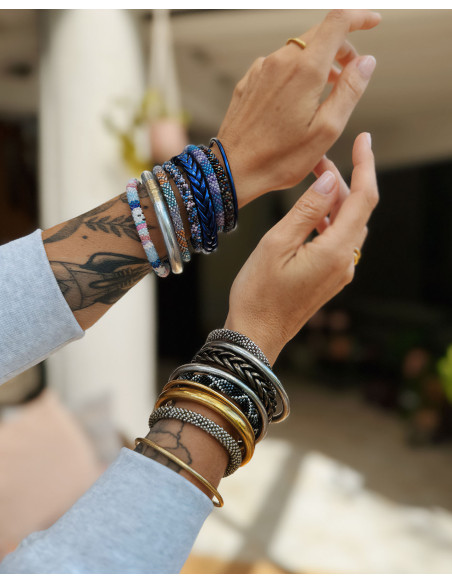 Bracelet Népalais D58 Argenté Gris