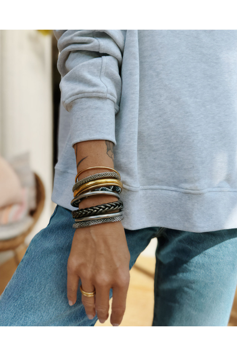 Bracelet Népalais D58 Argenté Gris