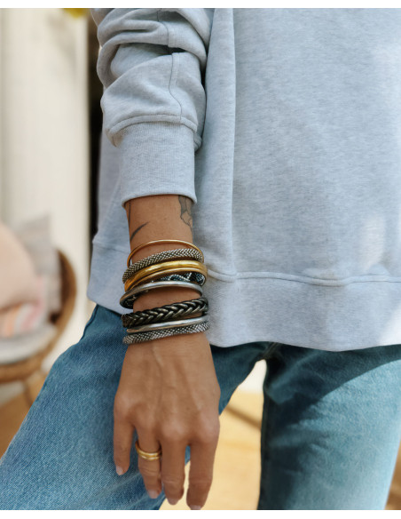 Bracelet Népalais D58 Argenté Gris