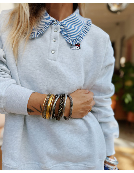 Bracelet Népalais D58 Argenté Gris