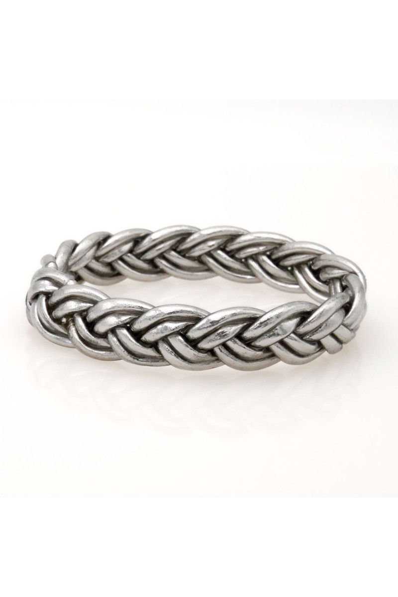 Jonc double tresse ARGENTÉ FONCÉ