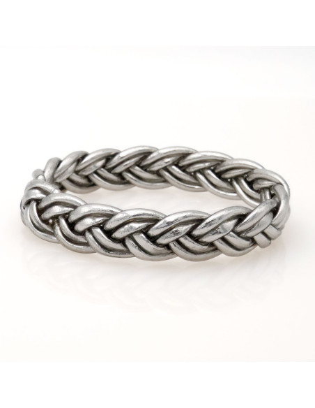 Jonc double tresse ARGENTÉ FONCÉ