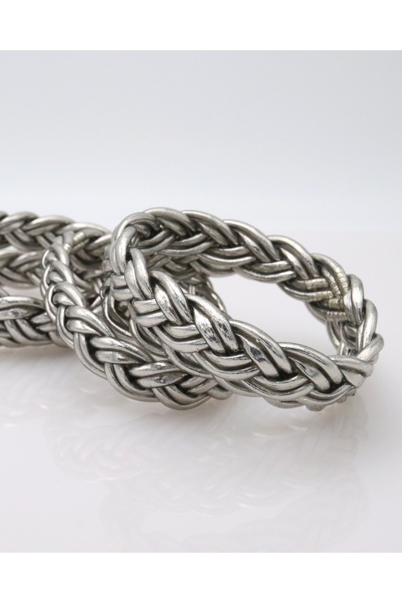 Jonc double tresse ARGENTÉ FONCÉ