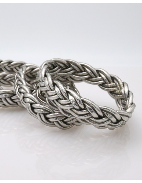 Jonc double tresse ARGENTÉ FONCÉ
