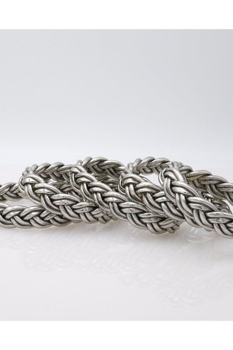 Jonc double tresse ARGENTÉ FONCÉ