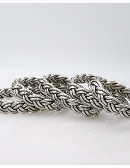 Jonc double tresse ARGENTÉ FONCÉ