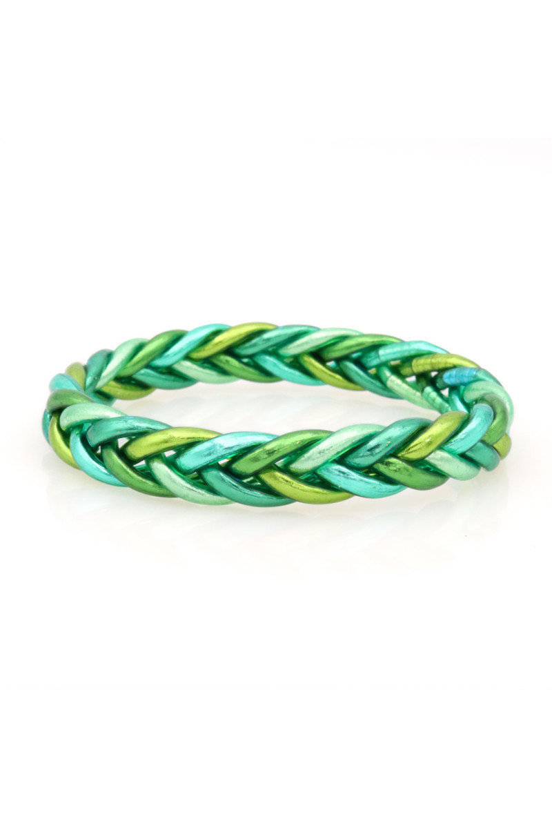 Jonc Bouddhiste tressé multicolore Aqua