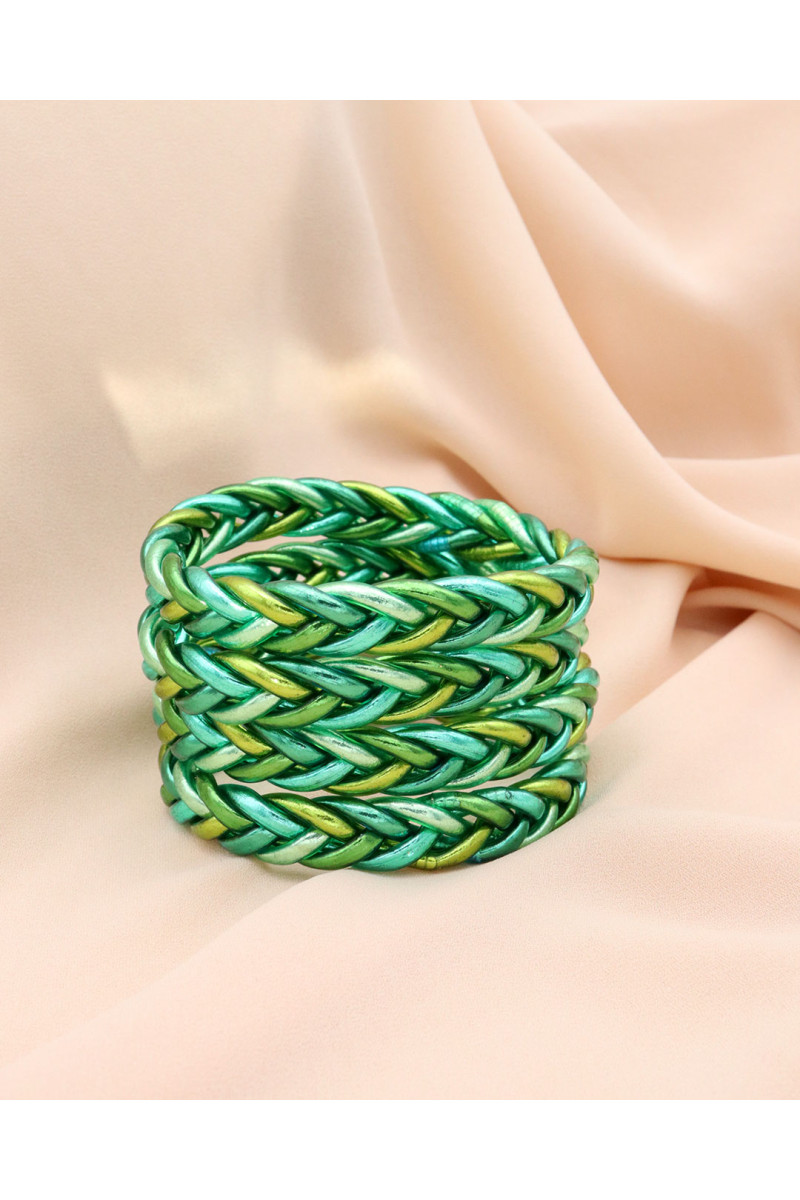 Jonc Bouddhiste tressé multicolore Aqua