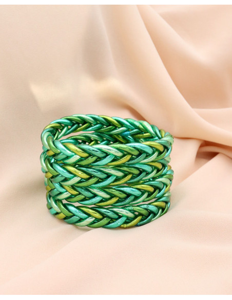 Jonc Bouddhiste tressé multicolore Aqua