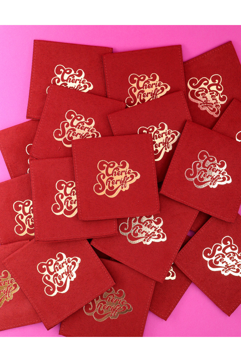 Set of 5 Red and Pink Rings with pouch