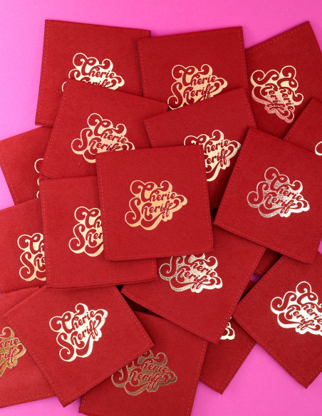 Set of 5 Red and Pink Rings with pouch
