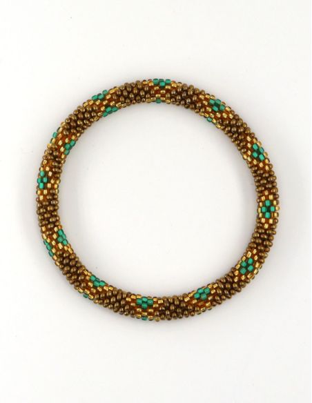 Bracelet Népalais E64 Bronze Or Vert