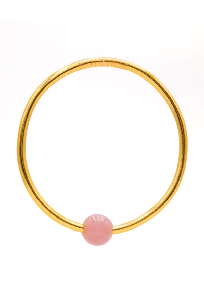 Thin GOLD Bangle with ROSE QUARTZ