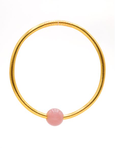 Thin GOLD Bangle with ROSE QUARTZ