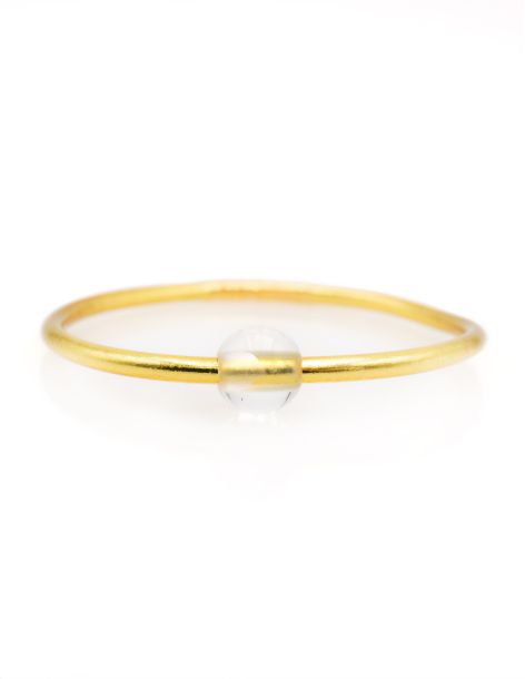 Thin LIGHT GOLD Bangle with WHITE QUARTZ
