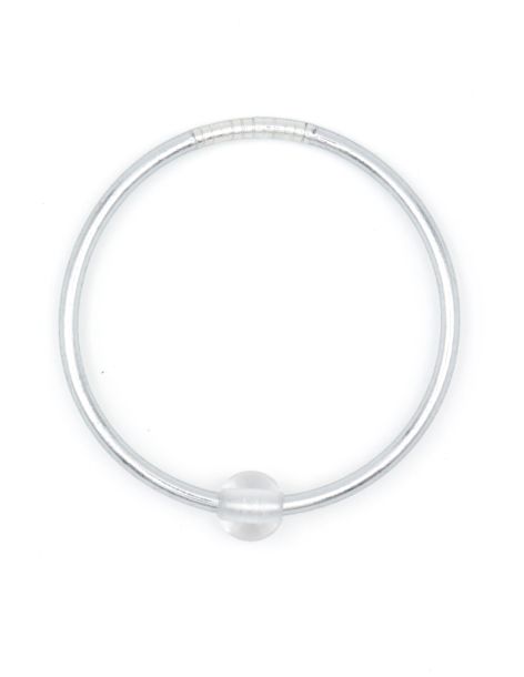 Thin SILVER Bangle with WHITE QUARTZ 2
