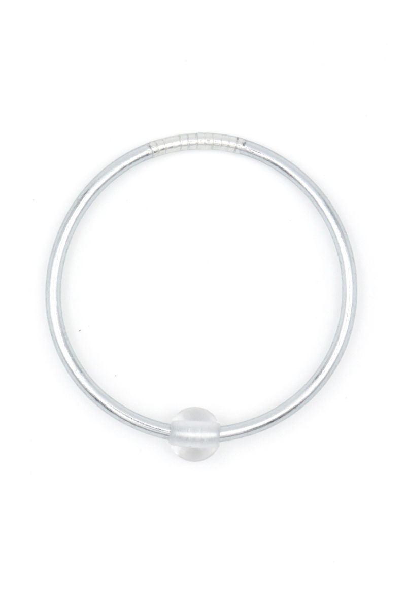 Thin SILVER Bangle with WHITE QUARTZ