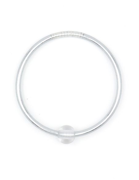 Thin SILVER Bangle with WHITE QUARTZ