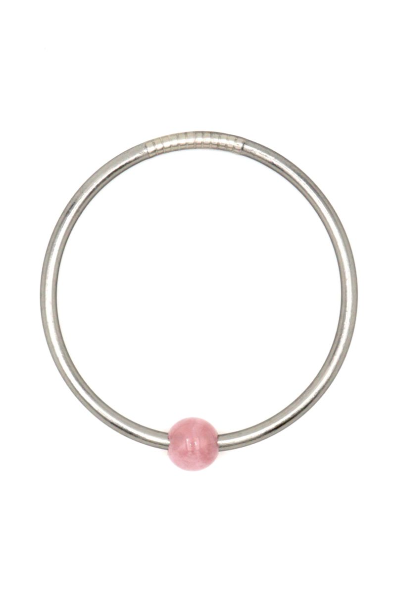 Thin DARK SILVER Bangle with ROSE QUARTZ