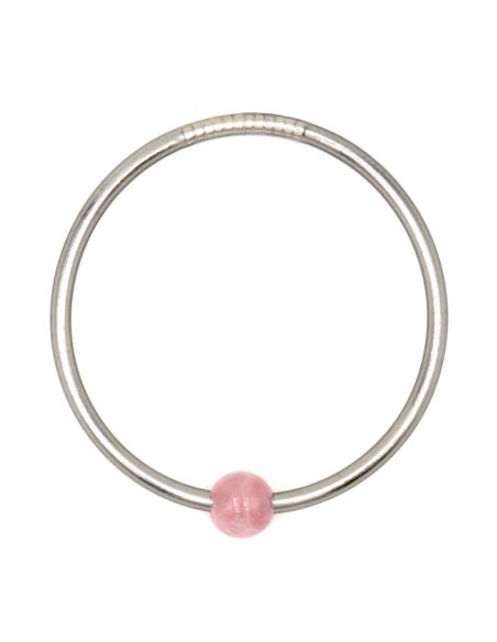 Thin DARK SILVER Bangle with ROSE QUARTZ