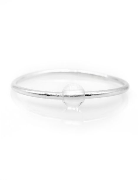Thin SILVER Bangle with WHITE QUARTZ