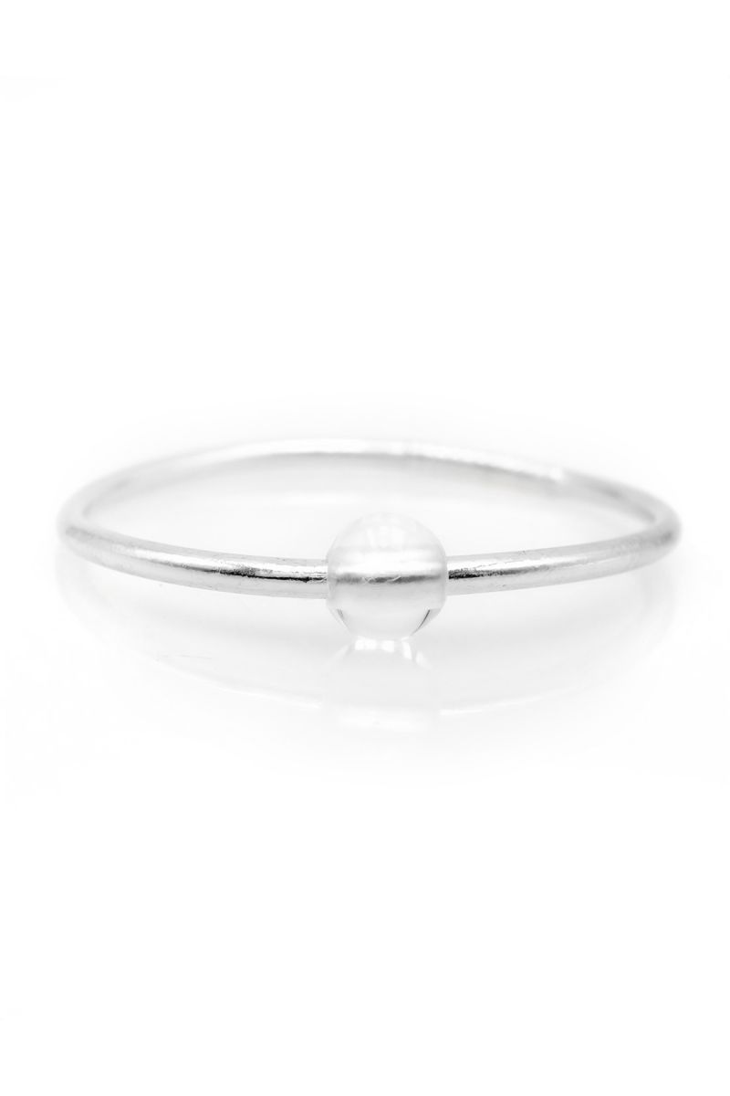 Thin SILVER Bangle with WHITE QUARTZ