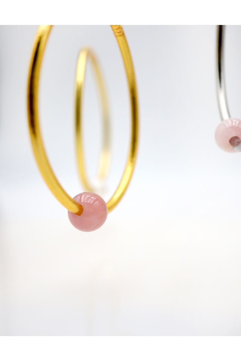 Thin GOLD Bangle with ROSE QUARTZ