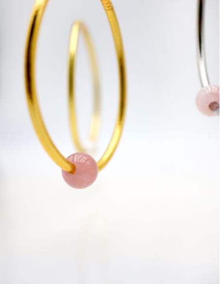 Thin GOLD Bangle with ROSE QUARTZ