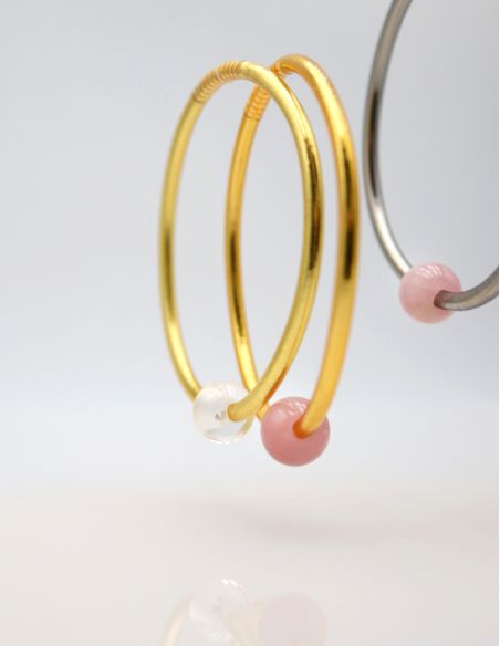 Thin GOLD Bangle with ROSE QUARTZ