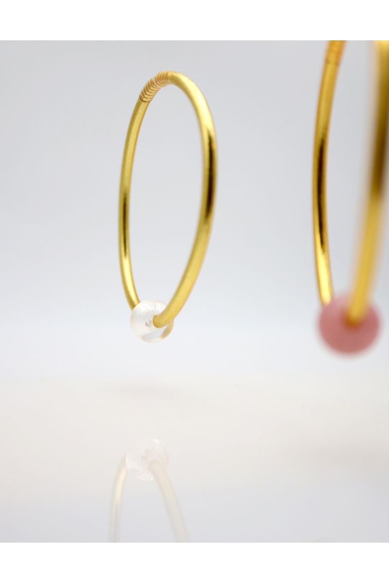 Thin LIGHT GOLD Bangle with WHITE QUARTZ