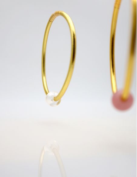 Thin LIGHT GOLD Bangle with WHITE QUARTZ