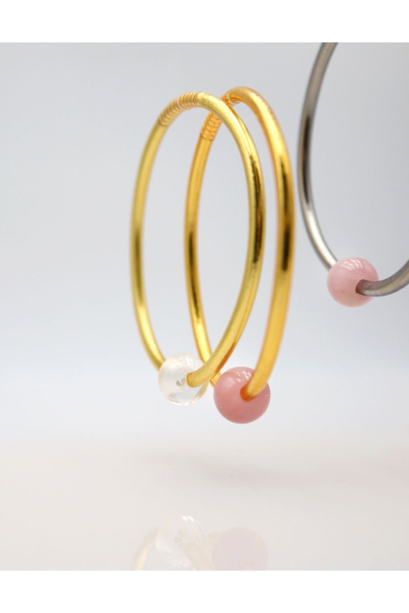 Thin LIGHT GOLD Bangle with WHITE QUARTZ