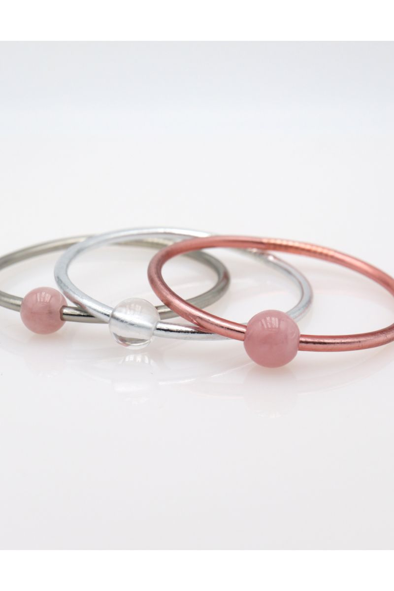 Thin SILVER Bangle with WHITE QUARTZ