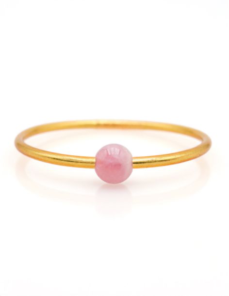 Thin GOLD Bangle with ROSE QUARTZ