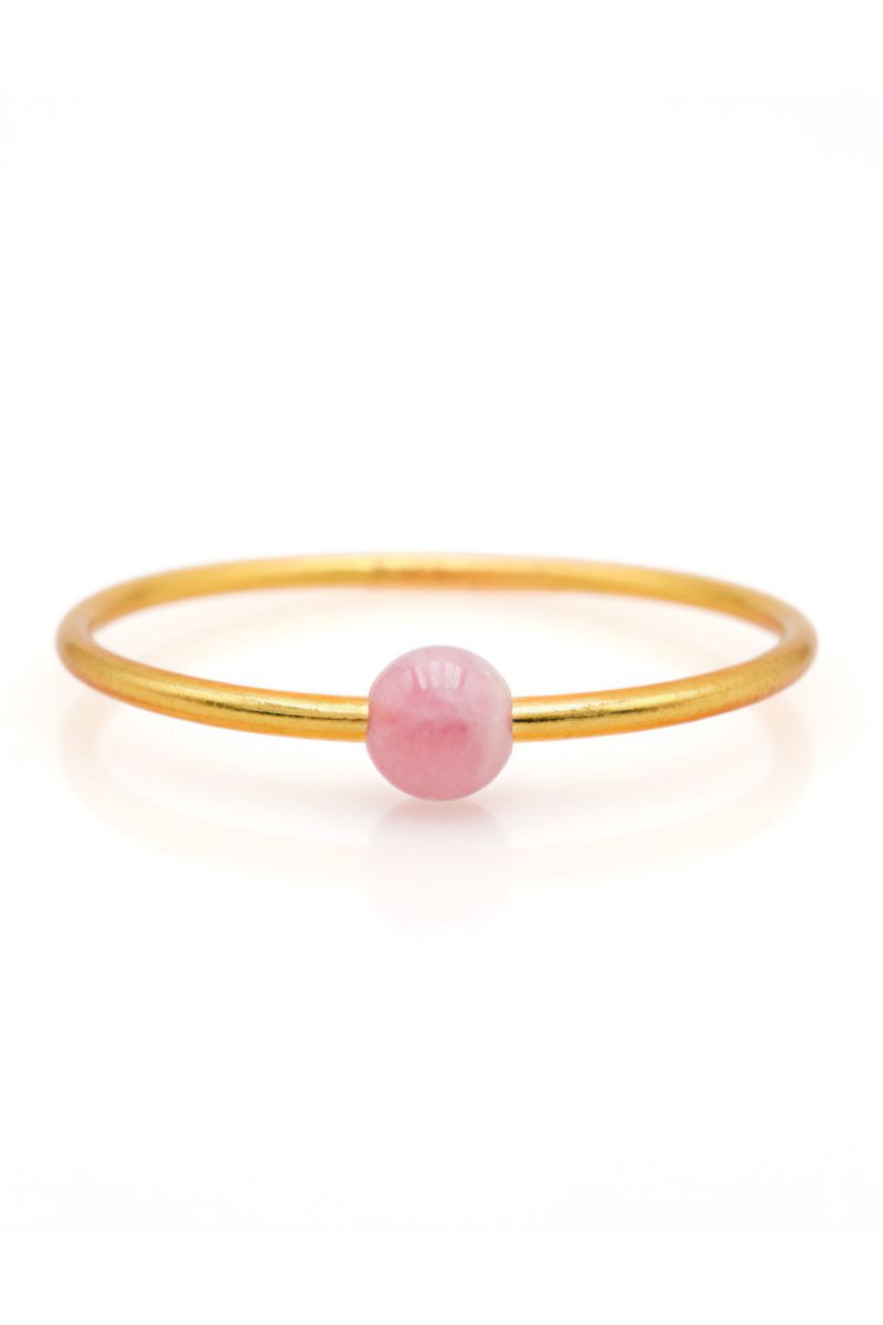 Thin GOLD Bangle with ROSE QUARTZ