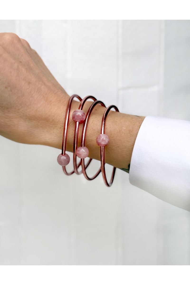 Thin ROSE GOLD Bangle with ROSE QUARTZ