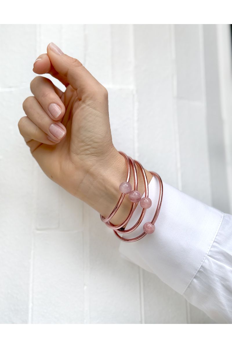 Thin ROSE GOLD Bangle with ROSE QUARTZ