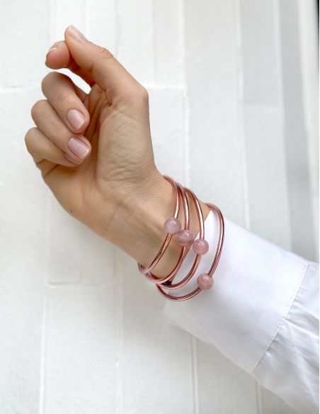 Thin ROSE GOLD Bangle with ROSE QUARTZ