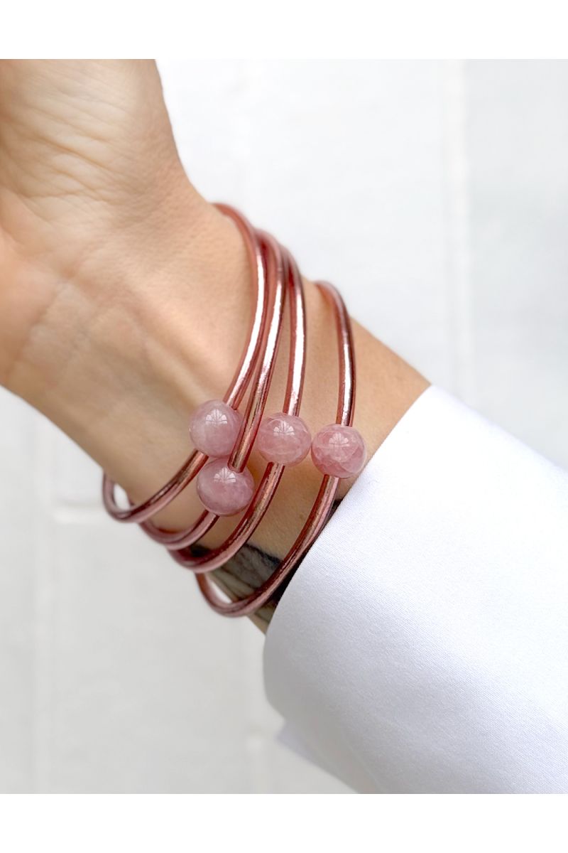 Thin ROSE GOLD Bangle with ROSE QUARTZ