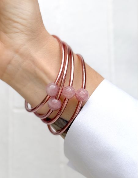Thin ROSE GOLD Bangle with ROSE QUARTZ