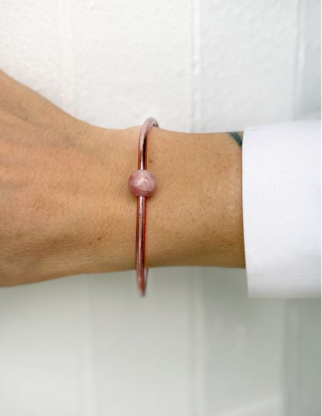 Thin ROSE GOLD Bangle with ROSE QUARTZ