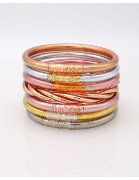 Jonc Bouddhiste ROSE GOLD avec mantra ABRICOT