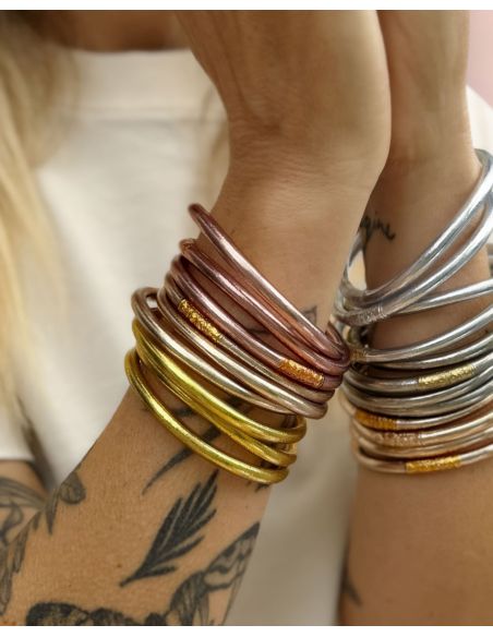 Jonc Bouddhiste ROSE GOLD avec mantra ABRICOT