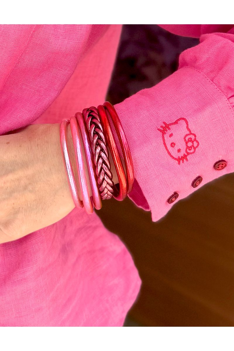 Jonc Bouddhiste Mantra CERISE