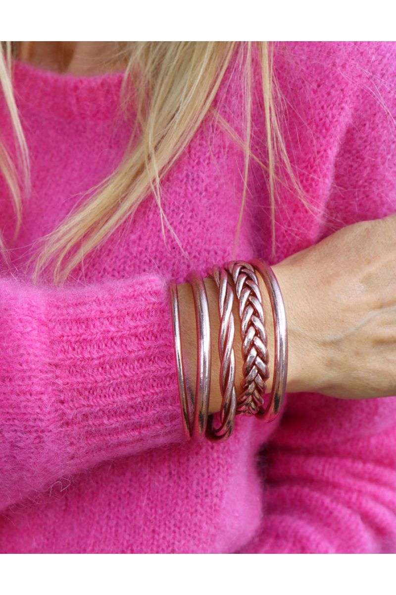 Jonc Bouddhiste tressé Rose Gold