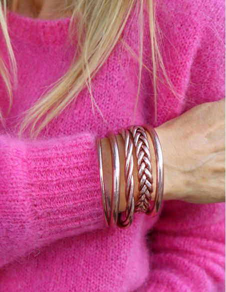 Jonc Bouddhiste tressé Rose Gold