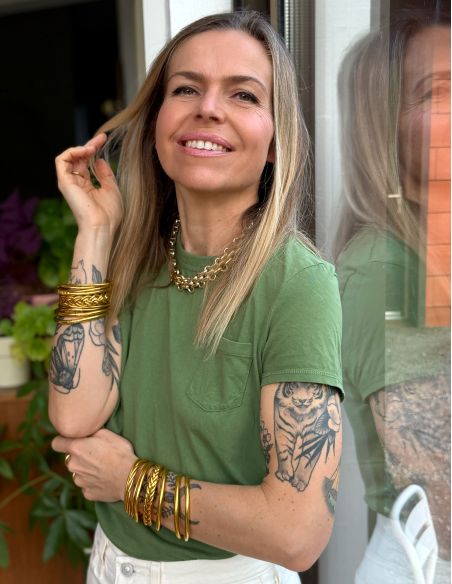 Jonc double tresse DORÉ CLAIR