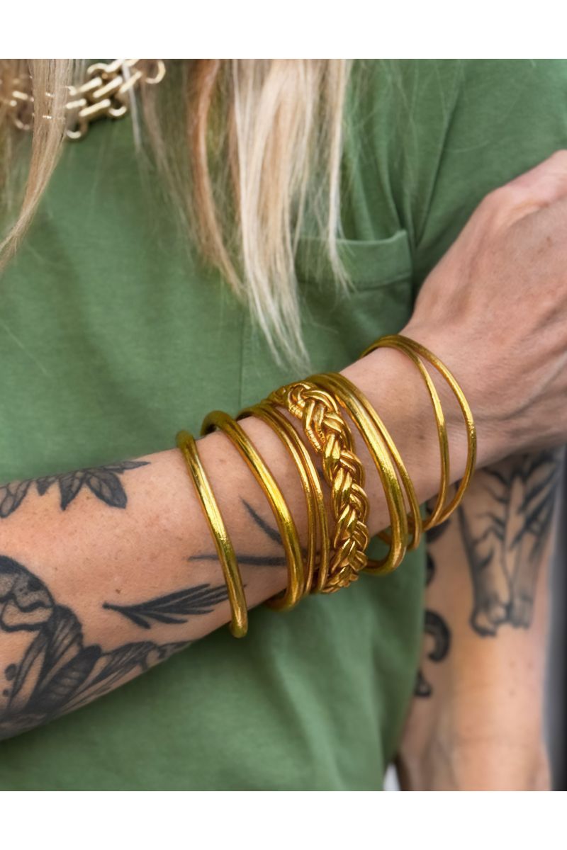 Jonc double tresse DORÉ CLAIR